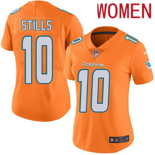 Women Miami Dolphins 10 Kenny Stills Nike Orange Vapor Limited Rush NFL Jersey